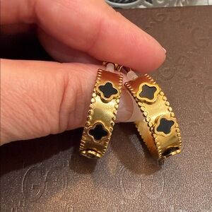 Elegant Gold and Black Hoop Earrings